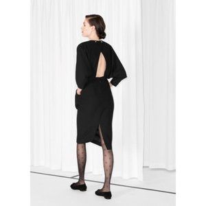 & Other Stories Black Long Sleeve Backless Dress Size 6